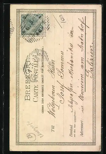 AK Smaland, Wärend, Hübsche Frau in schwedischer Tracht riecht an einer Blume