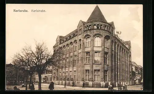 AK Karlsruhe, Eckhaus in der Karlstrasse