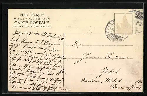 AK Coswig i. Sa., Lindenhof, Empfangsgebäude und Garten