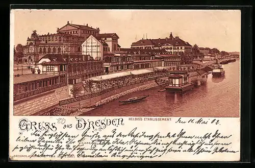 Lithographie Dresden, Helbig`s Etablissement, Restaurant