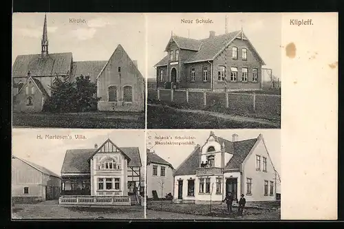 AK Klipleff, Kirche, Neue Schule, H. Martensen`s Villa