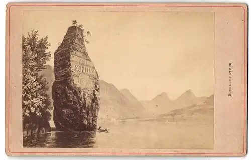 Fotografie unbekannter Fotograf, Ansicht Vierwaldstättersee, Seepartie am Schillerstein