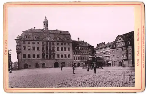 Fotografie Römmler & Jonas, Dresden, Ansicht Coburg, Marktplatz mit dem Rathaus und Denkmal