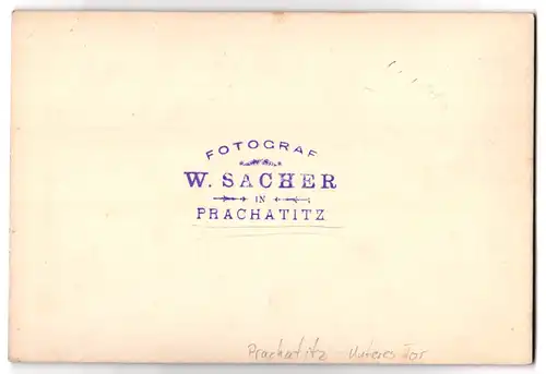 Fotografie W. Sacher, Prachatitz, Ansicht Prachatitz, Blick auf das Untere Thor