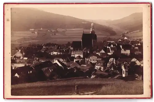 Fotografie W. Sacher, Prachatitz, Ansicht Prachatitz, Panorama mit der St. Jakobus Kirche