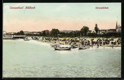 AK Ahlbeck /Ostsee, Strand, vom Wasser gesehen