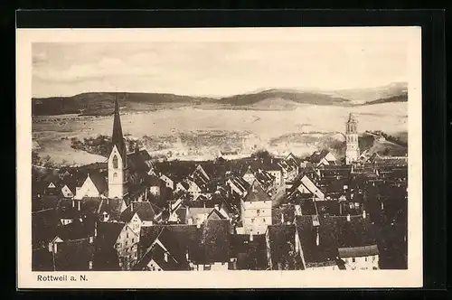AK Rottweil a. N., Teilansicht aus der Vogelschau