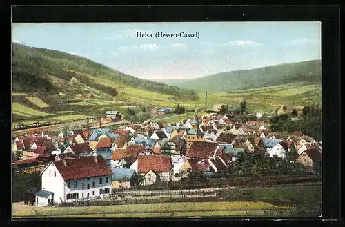 AK Helsa /Hessen-Cassel, Gesamtansicht aus der Vogelschau