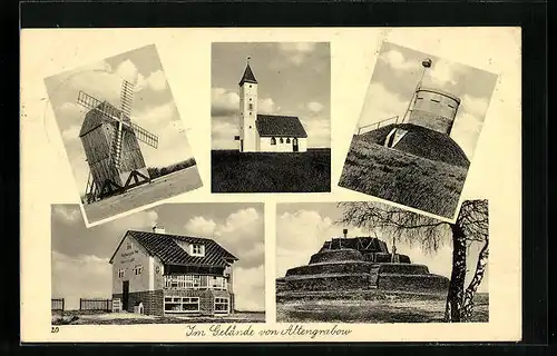 AK Altengrabow, Gelände, Gasthaus, Windmühle, Kirche