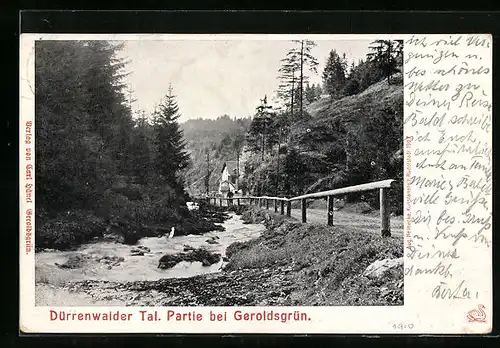 AK Geroldsgrün, Strassenpartie im Dürrenwalder Tal