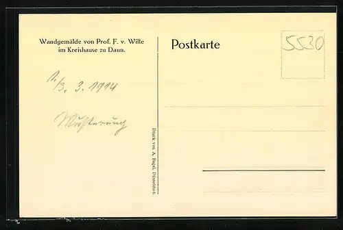 Künstler-AK Gerolstein, Ortsansicht mit Burg