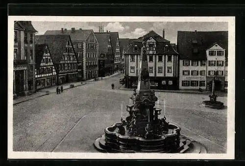 AK Schwabach, Marktplatz mit Markgrafenbrunnen