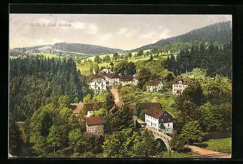 AK Hölle bei Bad Steben, Ort mit Brücke, von oben gesehen