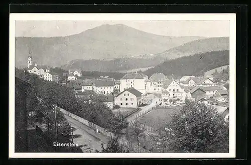 AK Eisenstein, Ortsansicht mit Bergblick aus der Vogelschau