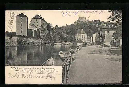 AK Passau, Ober- und Niederhaus und Salvatorkirche