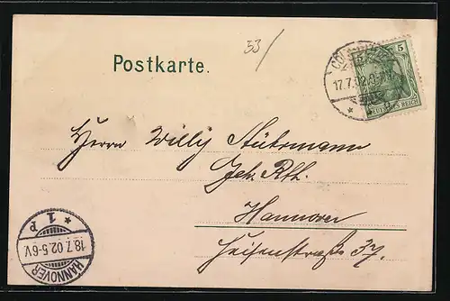 Lithographie Bonn, Bahnhof und Arndt-Denkmal