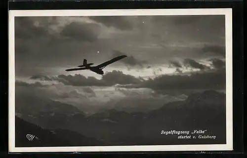 AK Gaisberg, der Segelflugberg, Segelflugzeug Falke