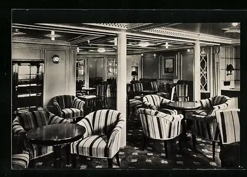 AK Passagierschiff Deutschland der H.-A.-Linie, Damen-Salon der Touristen-Klasse