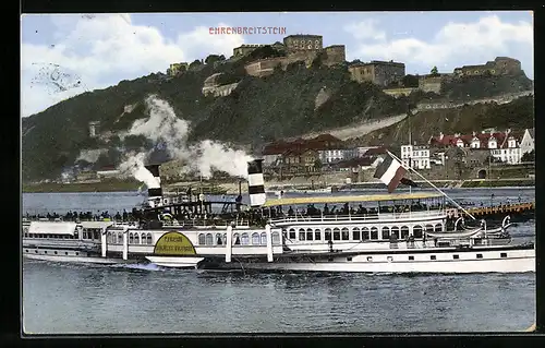 AK Ehrenbreitstein, Dampfer Kaiserin Auguste Victoria