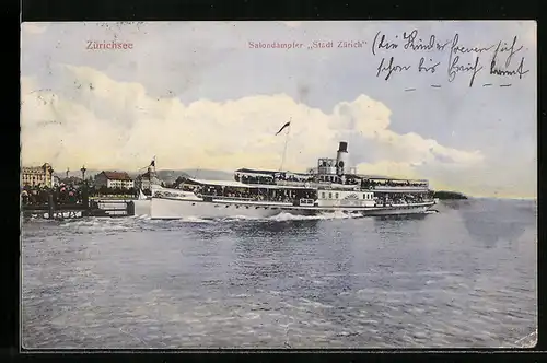 AK Zürichsee, Salondampfer Stadt Zürich