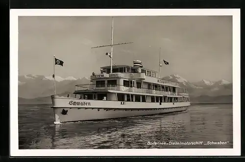 AK Dieselmotorschiff Schwaben mit  auf dem Bodensee