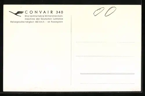 AK Lufthansa-Flugzeug vom Typ Convair 340