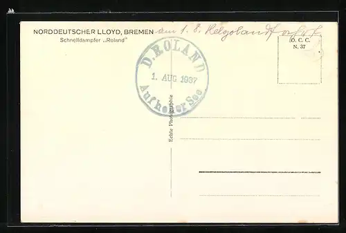 AK Passagierschiff Roland auf See