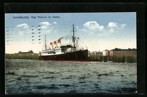 AK Hamburg, Passagierschiff Cap Polonio im Hafen