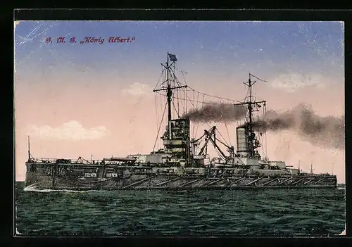 AK Kriegsschiff SMS König Albert