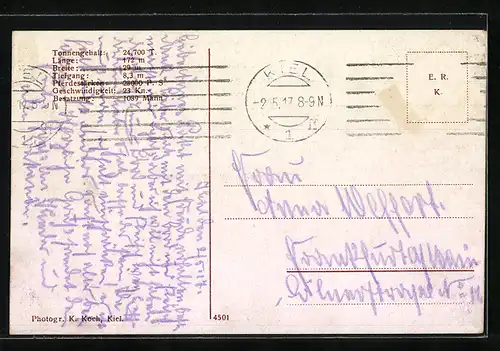 AK Kriegsschiff SMS König Albert