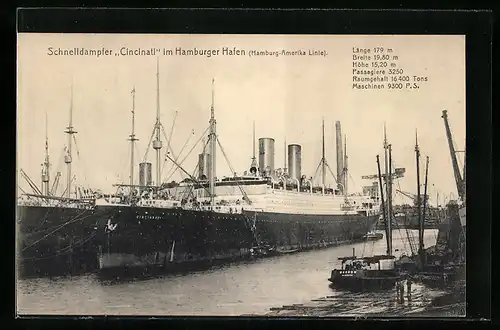 AK Passagierschiff Cincinnati im Hamburger Hafen