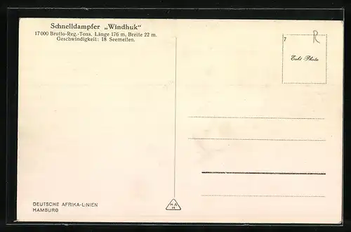 AK Schnelldampfer Windhuk