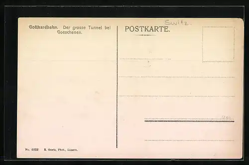 AK Lokomotive der Gotthardbahn im grossen Tunnel bei Goeschenen