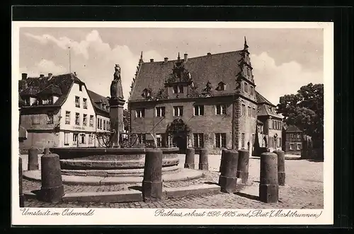 AK Umstadt im Odenwald, Rathaus und Biet Marktbrunnen
