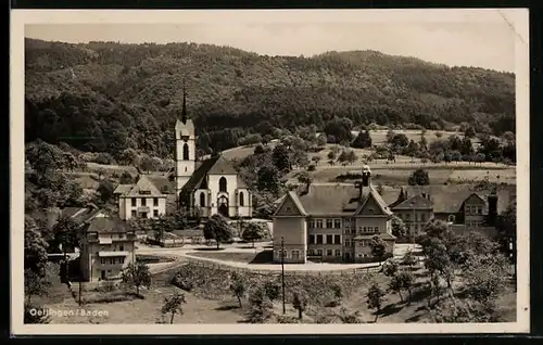 AK Oeflingen /Baden, Ortspartie mit Kirche