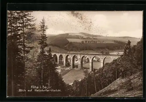 AK Flöha i. Sa., Blick auf Hetzdorfer-Viadukt