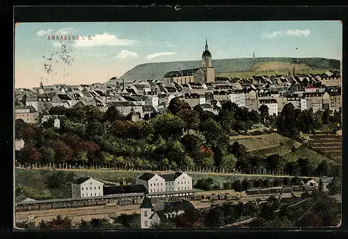 AK Annaberg i. S., Ortsansicht aus der Vogelschau