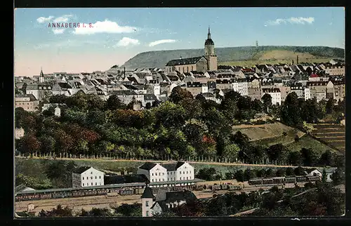 AK Annaberg i. S., Ortsansicht aus der Vogelschau