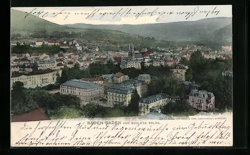 AK Baden-Baden, Ortsansicht von Schloss Solms