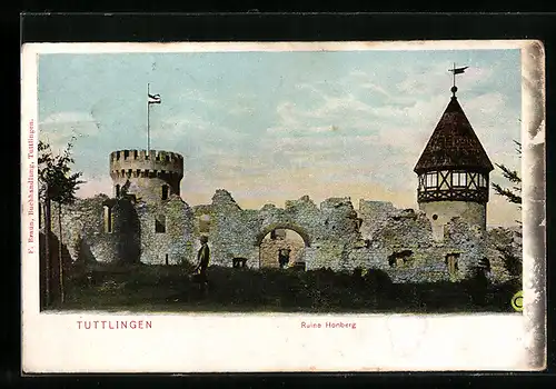 AK Tuttlingen, Ruine Honberg, Partie an der Burgmauer