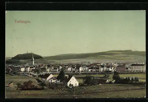 AK Tuttlingen, Ortspanorama mit Kirche