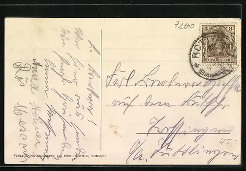 AK Tuttlingen, Ortspanorama mit Kirche