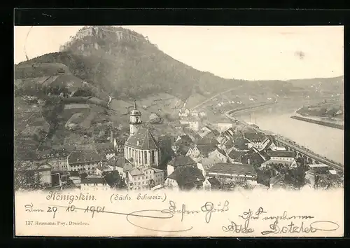 AK Königstein /Fränk. Schw., Teilansicht mit Burg aus der Vogelschau