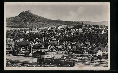 AK Hechingen, Ortsansicht mit Hohenzollern