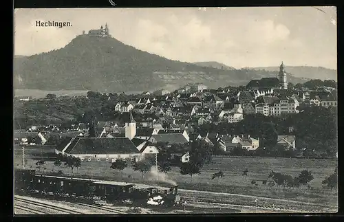 AK Hechingen, Ortsansicht mit Burg Hohenzollern