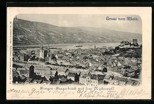 AK Bingen-Bingerbrück, Ortsansicht mit dem Niederwald