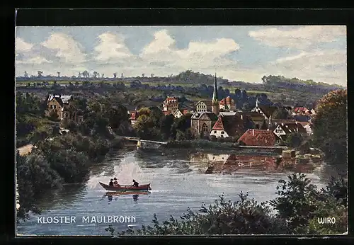 Künstler-AK Maulbronn, Kloster Maulbronn und Boot