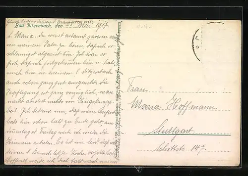 AK Ditzenbach, Ortsansicht aus der Vogelschau, Hiltenburg