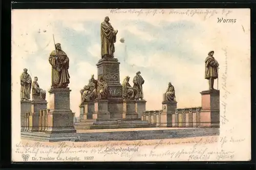 Lithographie Worms, Lutherdenkmal