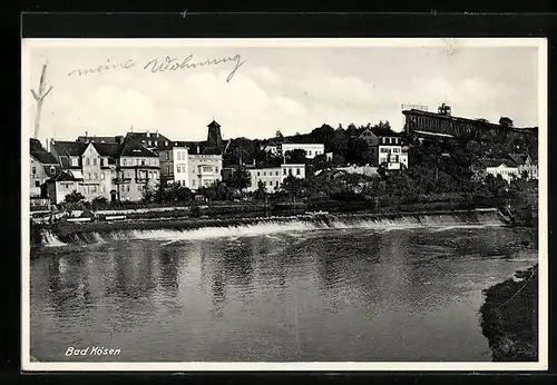 AK Bad Kösen, Ortsblick mit Wehr
